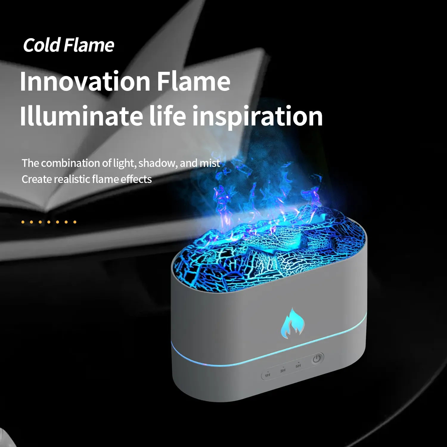 Masaüstü Renkli Led Işık Ultrasonik Simülasyon Yangın Etkisi Lava Volkan Hava Nemlendirici Uçucu Yağ Mini Alev Aroma Difuser